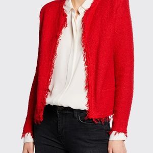 IRO Shavani Open-Front Boucle Jacket 34, Red
